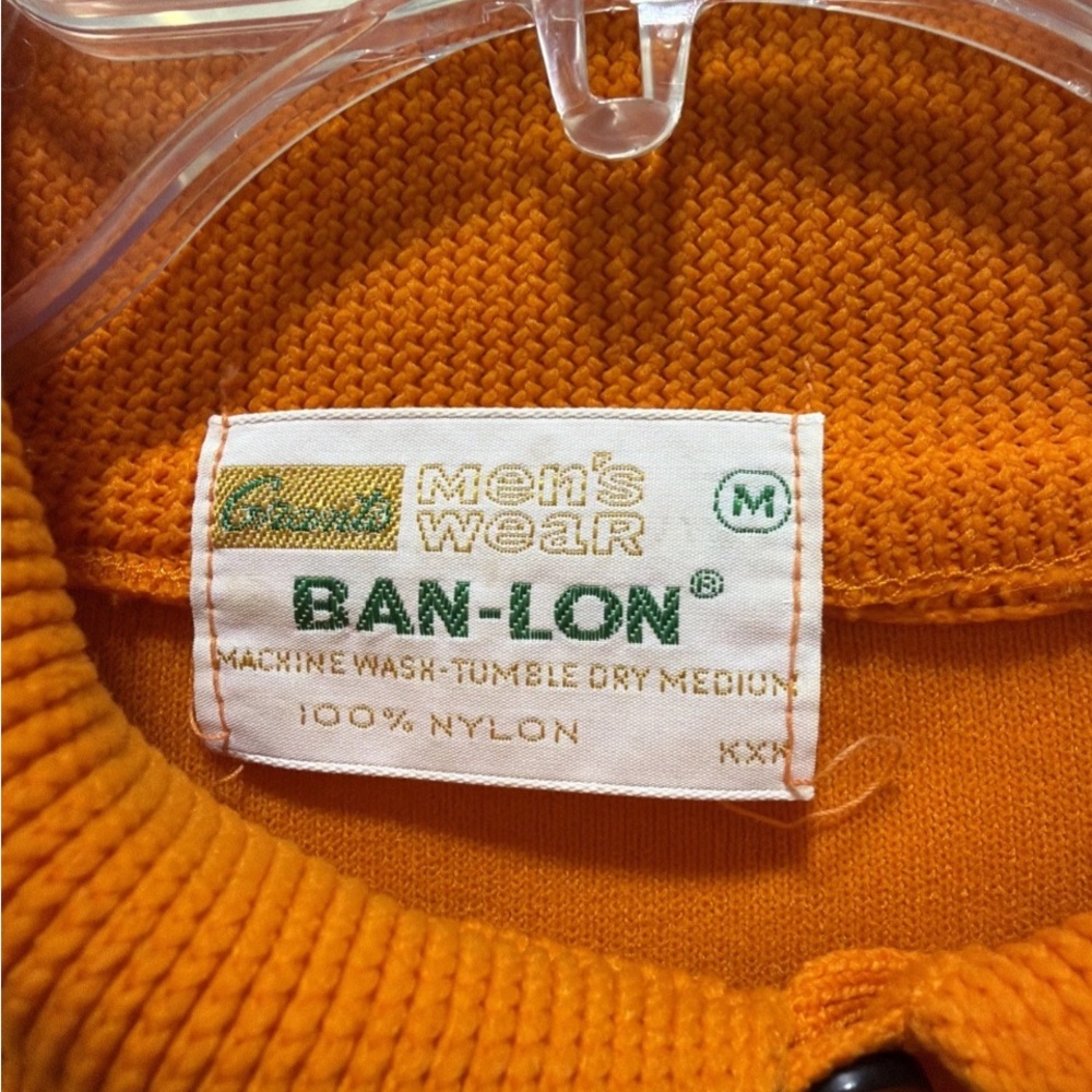 Grants Menswear Ban-Lon Vintage 60s-70s Vibrant Orange Polo Shirt 100% Nylon EUC - Picture 6 of 6